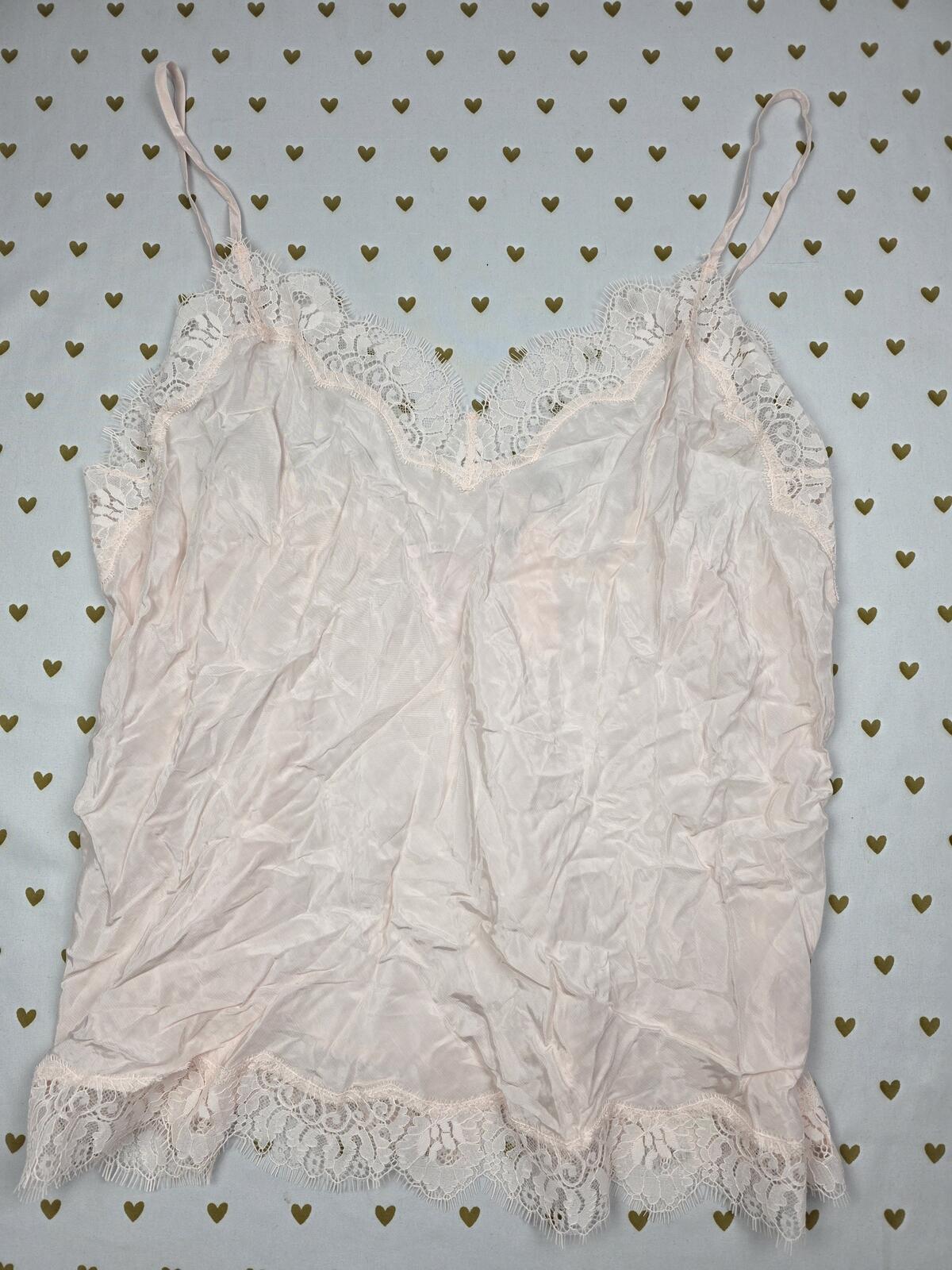 Victorias Secret PINK Satin Lace Lined NEW NWT Tank Top babydoll LARGE