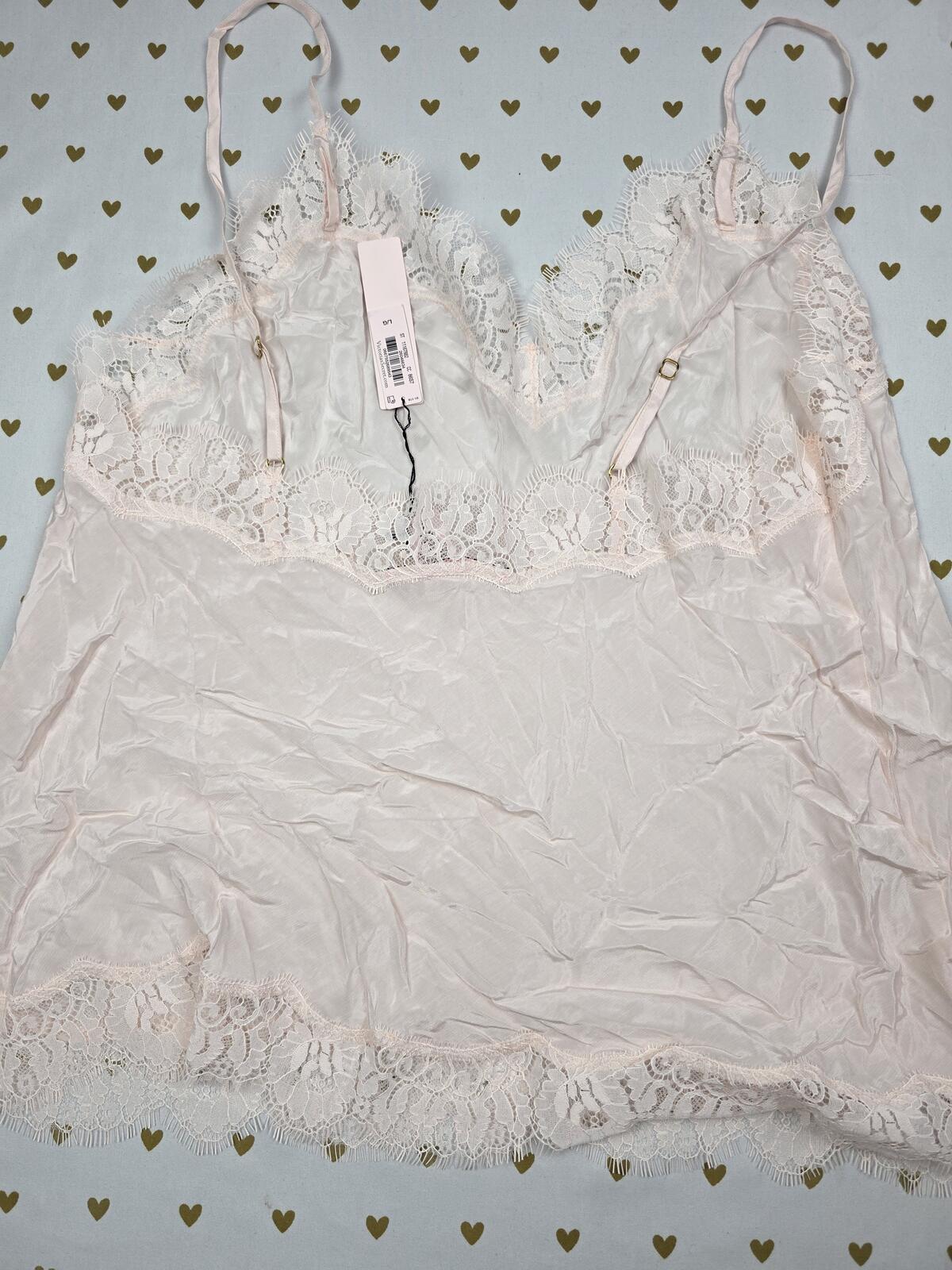 Victorias Secret PINK Satin Lace Lined NEW NWT Tank Top babydoll LARGE