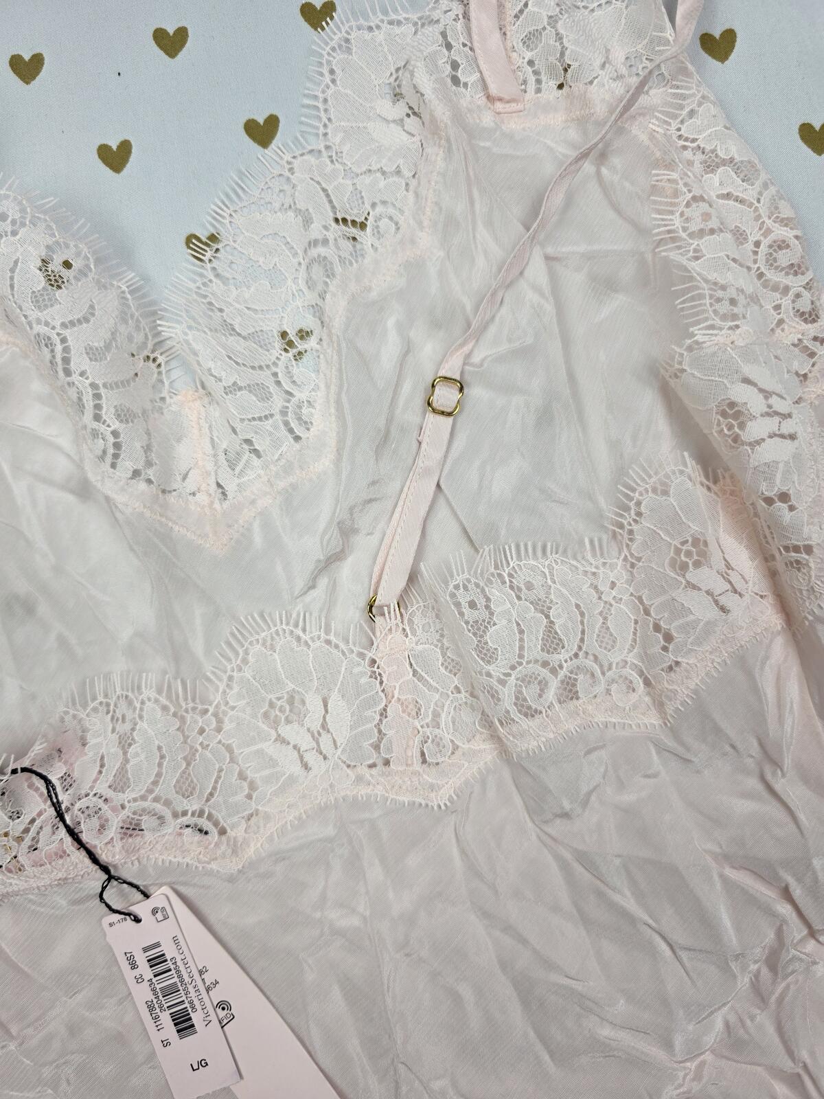 Victorias Secret PINK Satin Lace Lined NEW NWT Tank Top babydoll LARGE