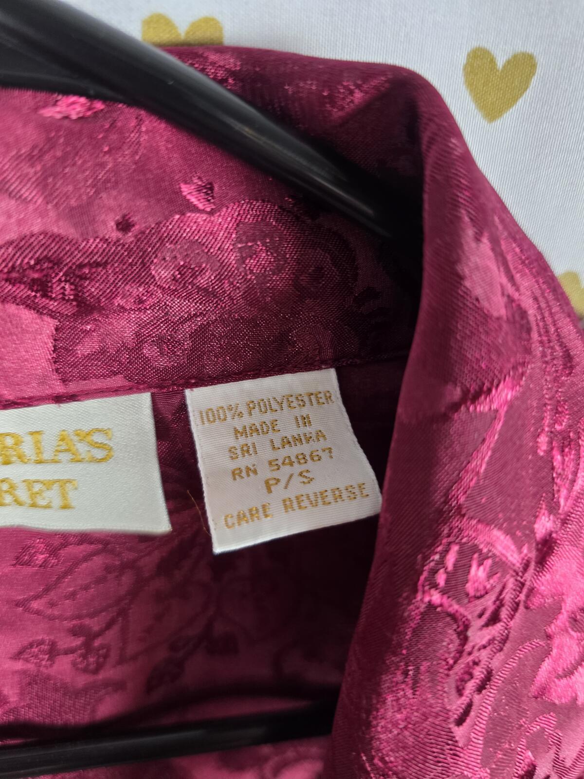 Victorias Secret Gold Label Button Down Maroon Satin Sleep Shirt nightgown Pj SM