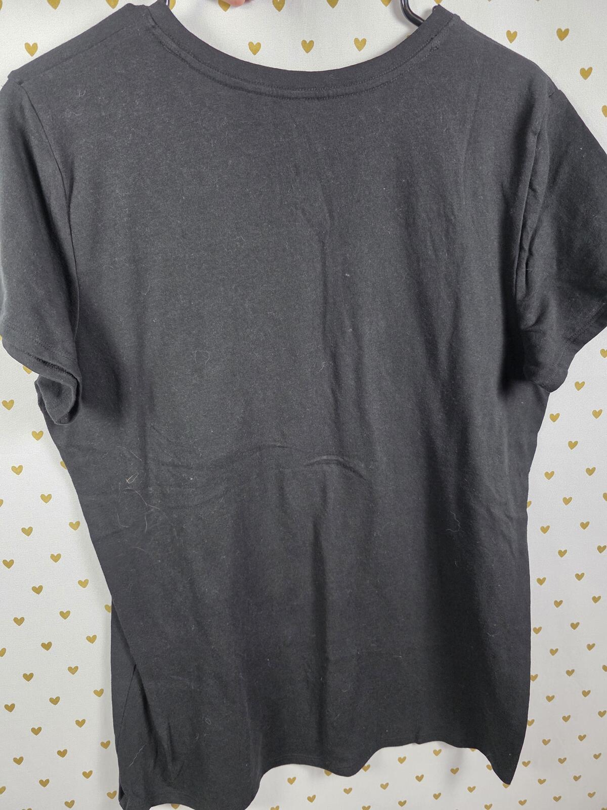 Victorias Secret PINK LOVE Heart CAMPUS ORIGINALS Black Tee Shirt Large