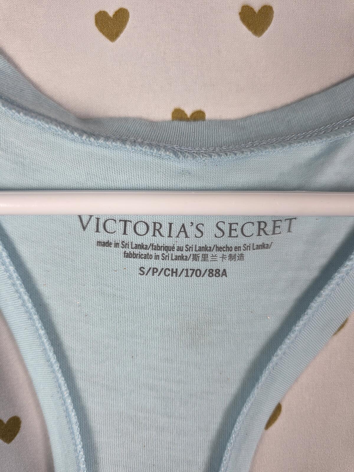 Victorias Secret PINK GLITTER Blue NEW Nwt Muscle Tee Tank Top SMALL