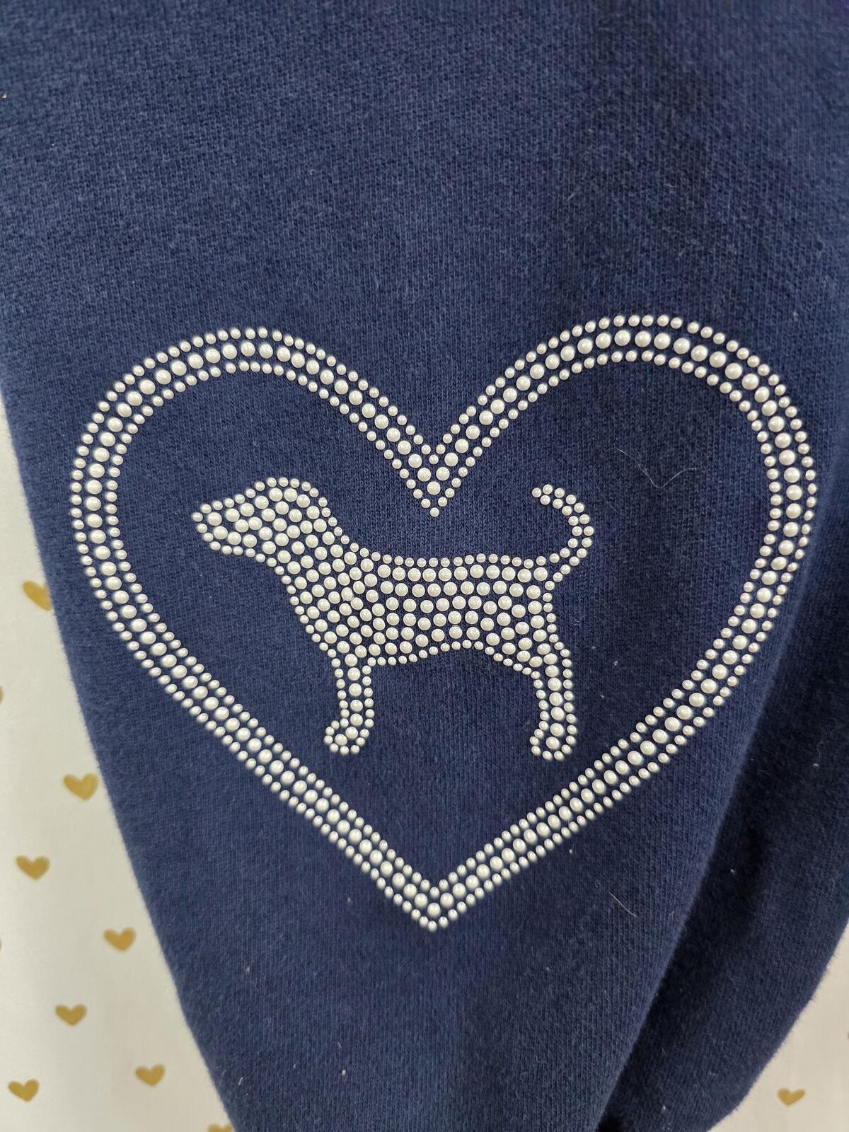 Victorias Secret PINK Pearl Dog Heart Campus Joggers Sweatpants Blue XL