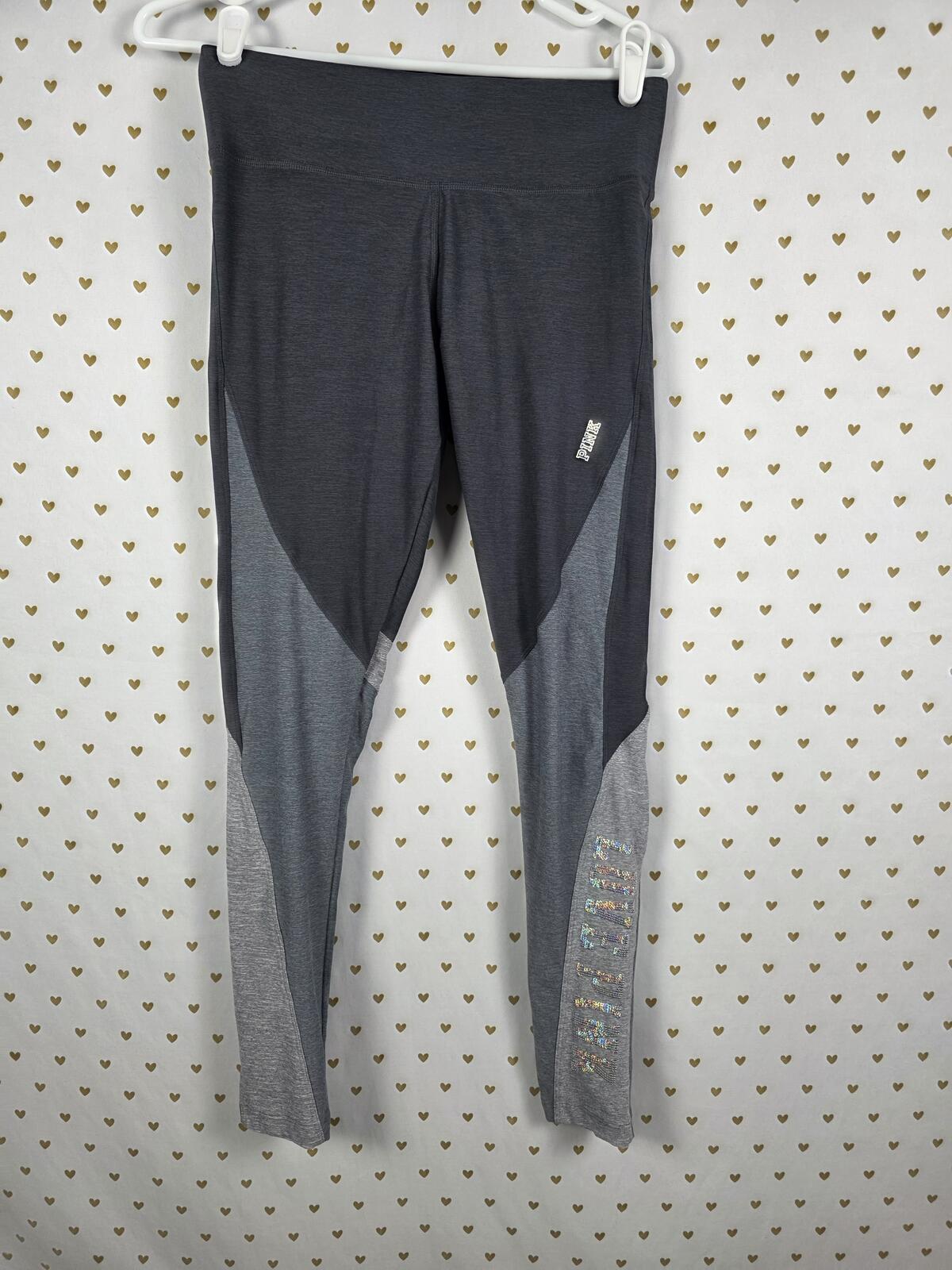 Victorias Secret PINK BLING Yoga Pants Logo Sequined Leggings SMALL