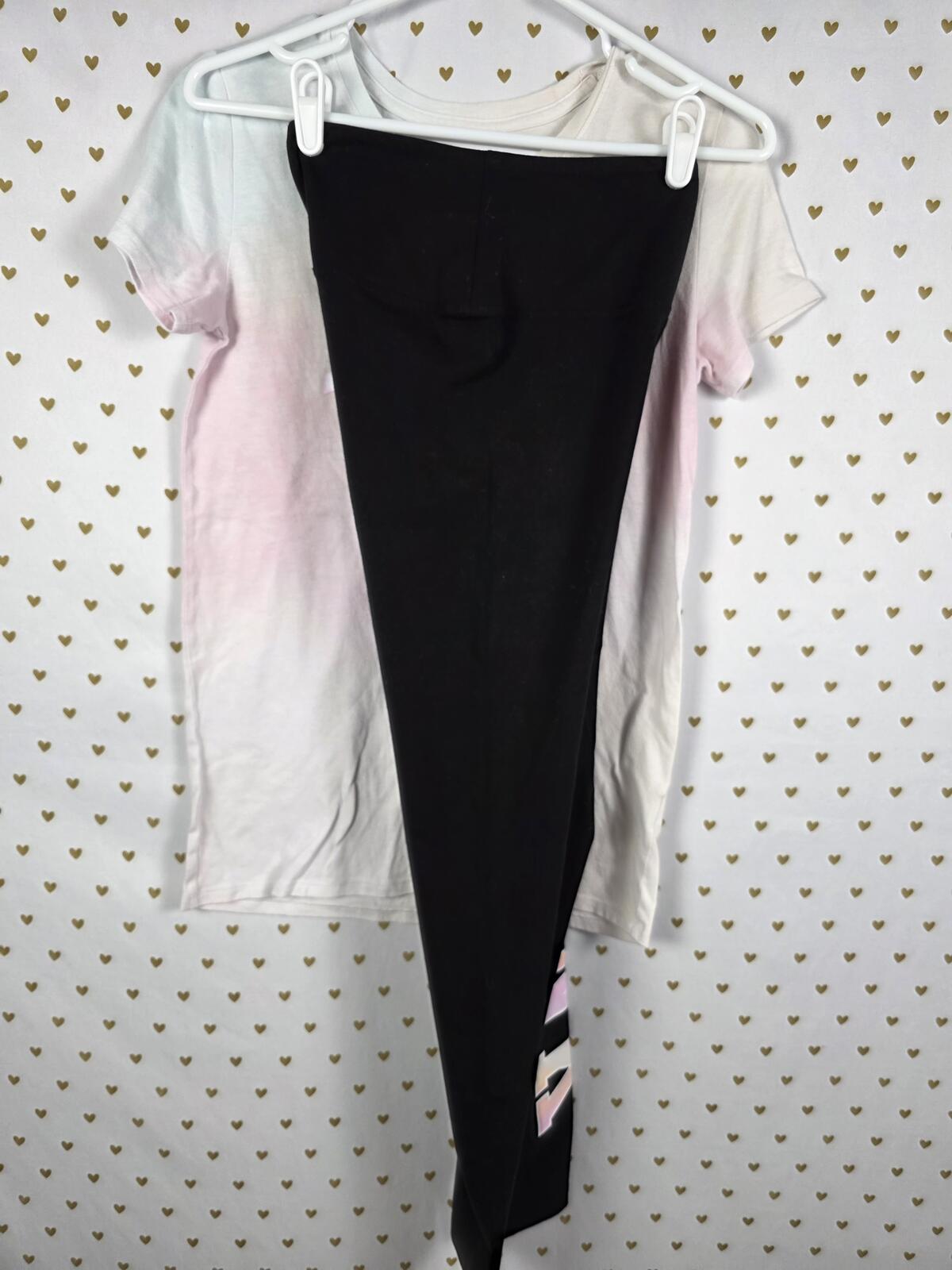 Victorias Secret PINK NWT Yoga Pants & matching TEE SHIRT SET 2pc XS Rainbow