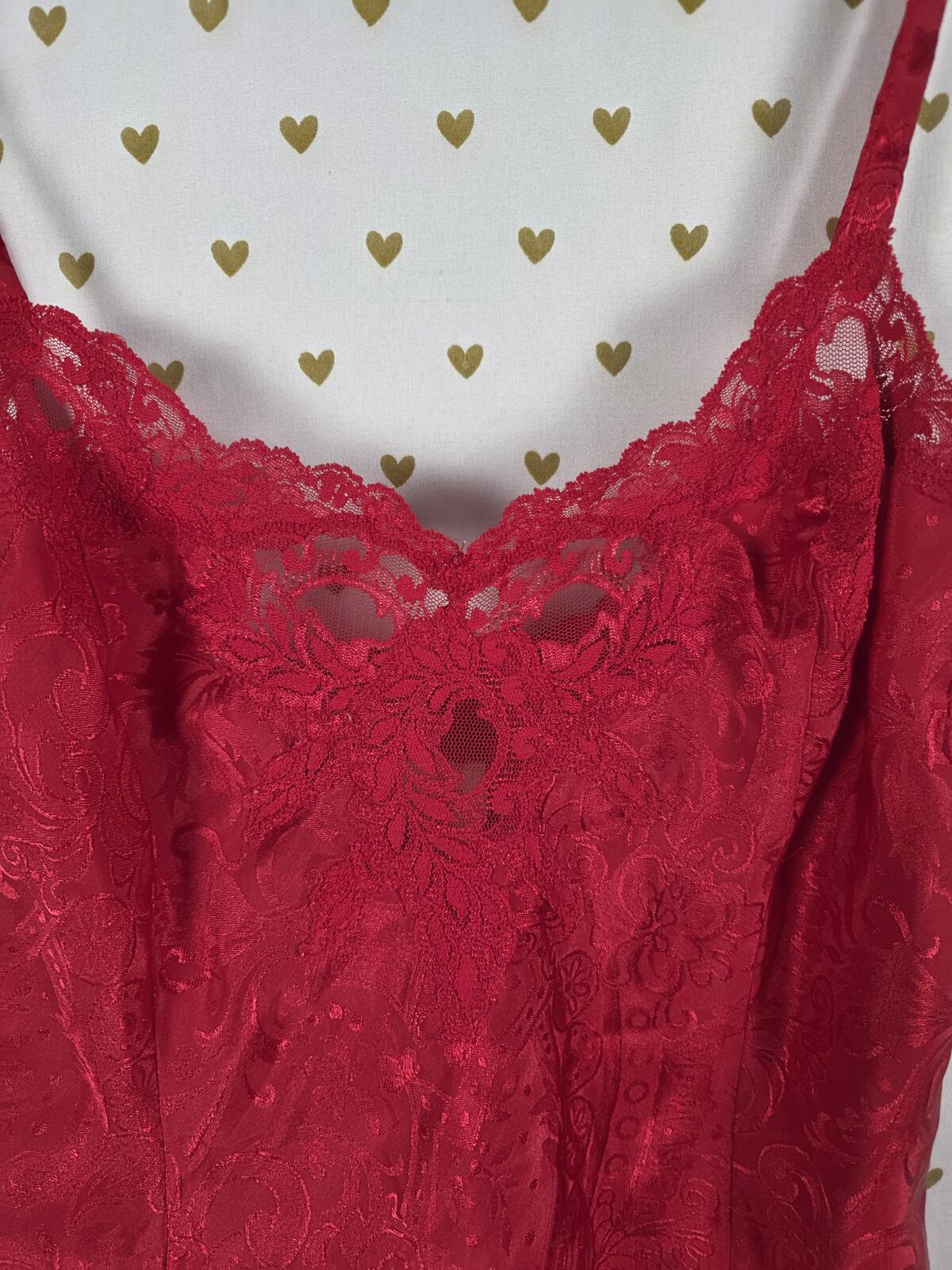 Victorias Secret Vintage Gold Label Satin Red Slip Dress Nightie Small
