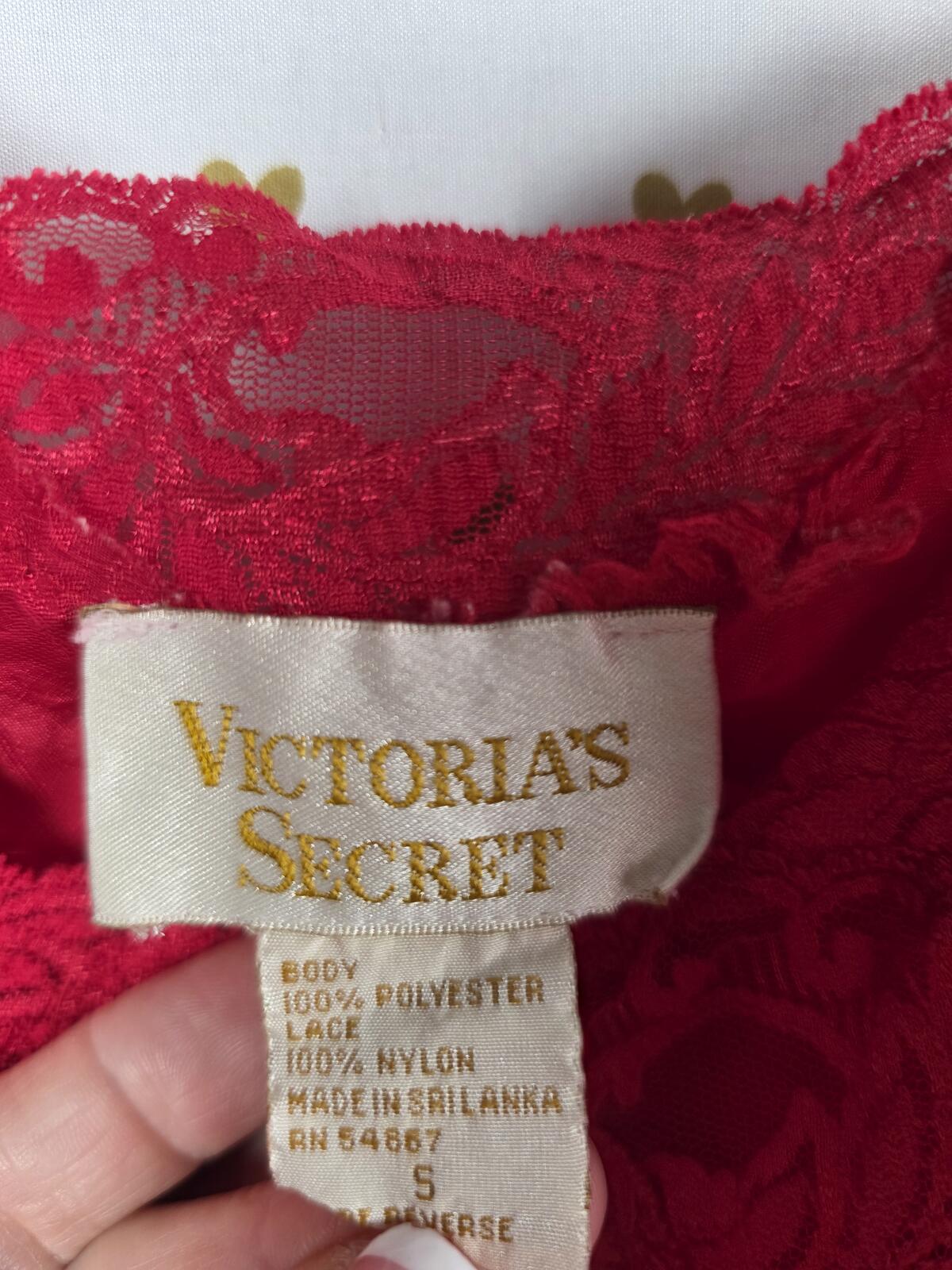Victorias Secret Vintage Gold Label Satin Red Slip Dress Nightie Small