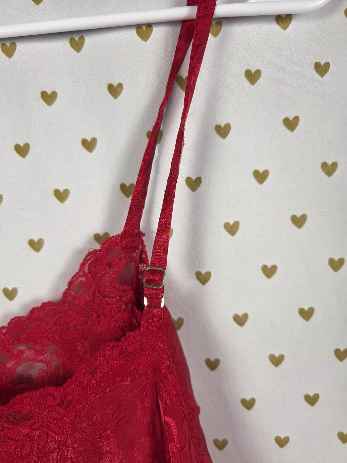 Victorias Secret Vintage Gold Label Satin Red Slip Dress Nightie Small
