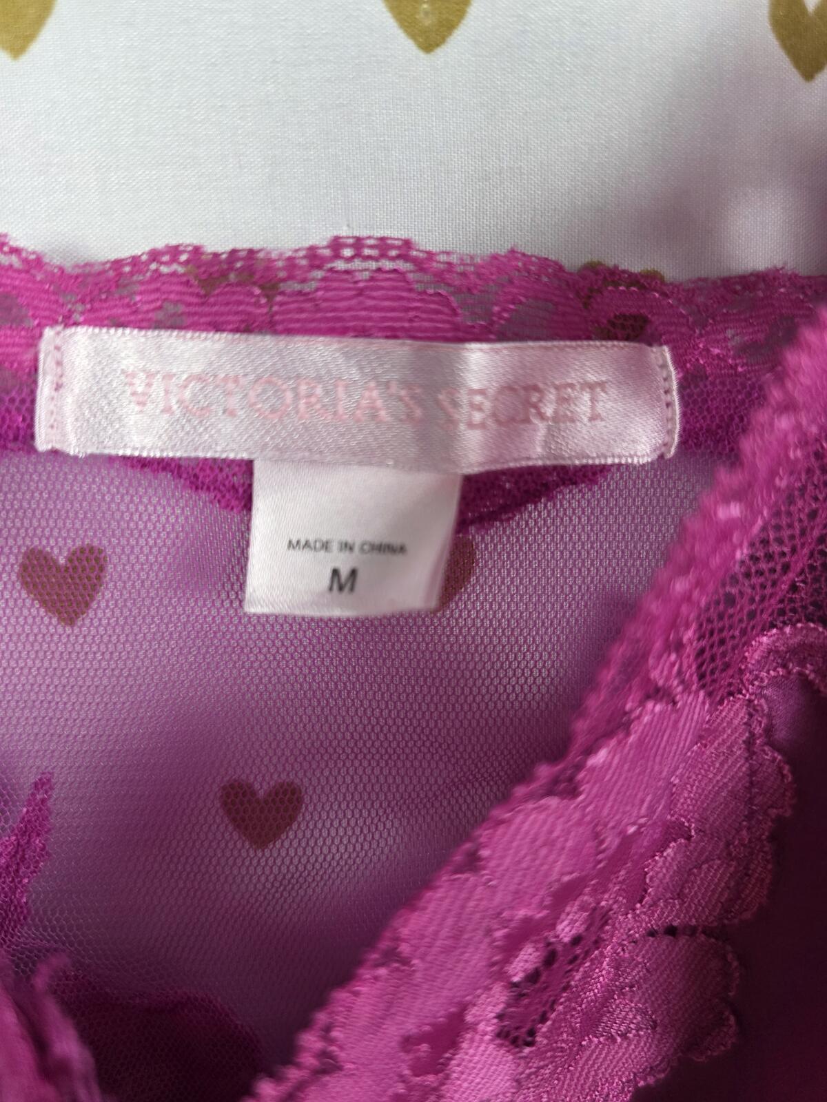 Victorias Secret Purple Silk Babydoll Mesh Dress Nightie Lingerie Vintage MEDIUM