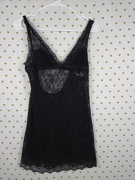 Victorias Secret Black Sexy Sheer Stretchy Lace Nightie Very Sexy MEDIUM