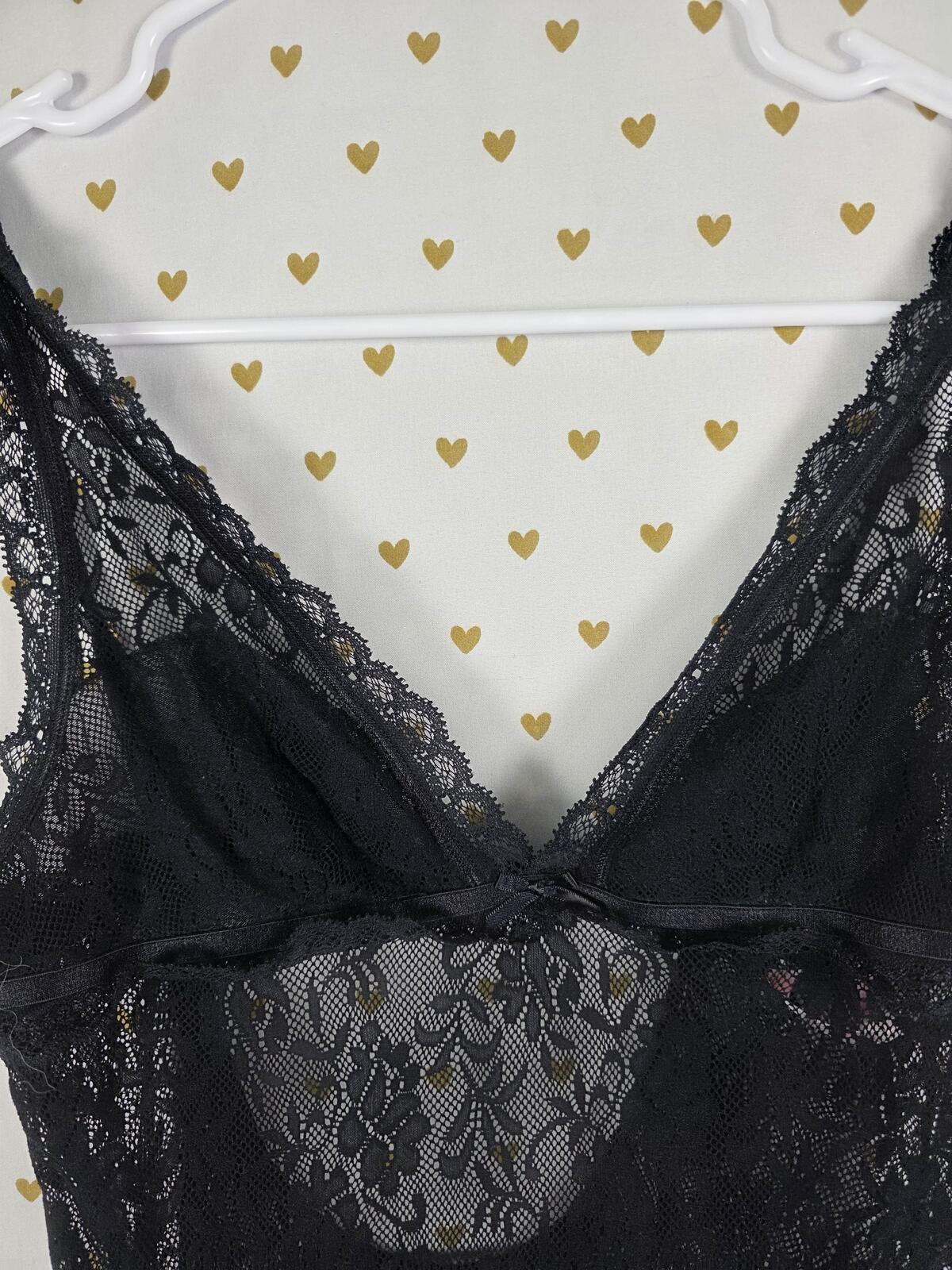 Victorias Secret Black Sexy Sheer Stretchy Lace Nightie Very Sexy MEDIUM
