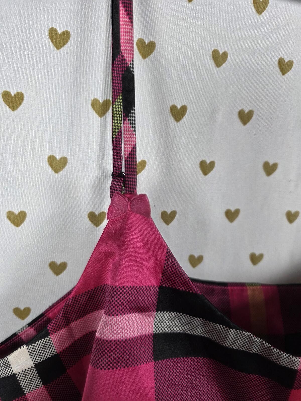 Victorias Secret Vintage Plaid Satin Ruffled Babydoll 90's Y2k Nightie Medium