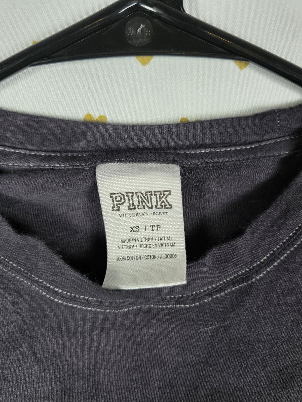 Victorias Secret PINK Bling Long sleeve Tye Dye Campus Tee Shirt Crest Logo XS