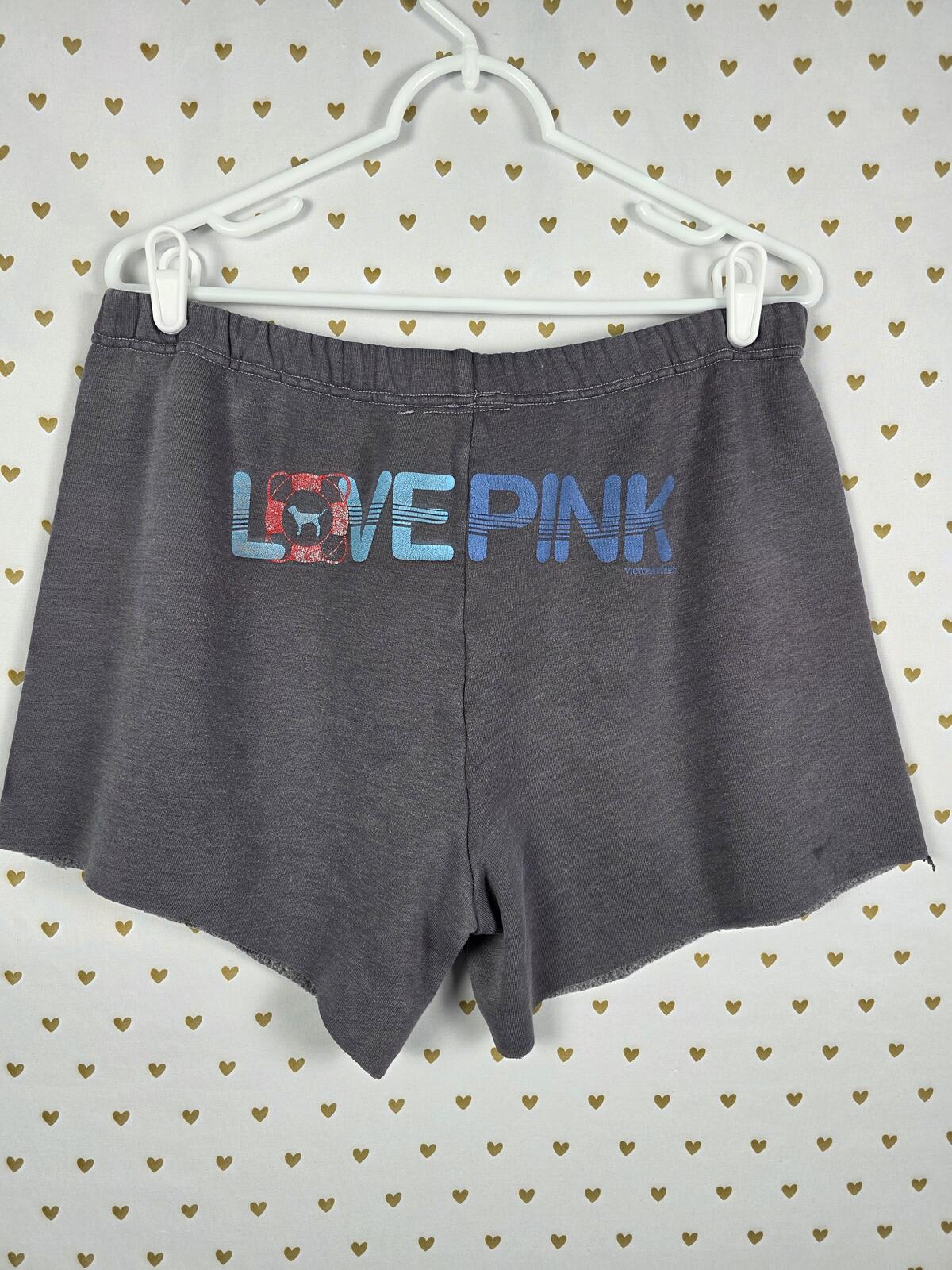 Victorias Secret LOVE PINK Grey Lifeguard Sweat Shorts VINTAGE Sweats Medium