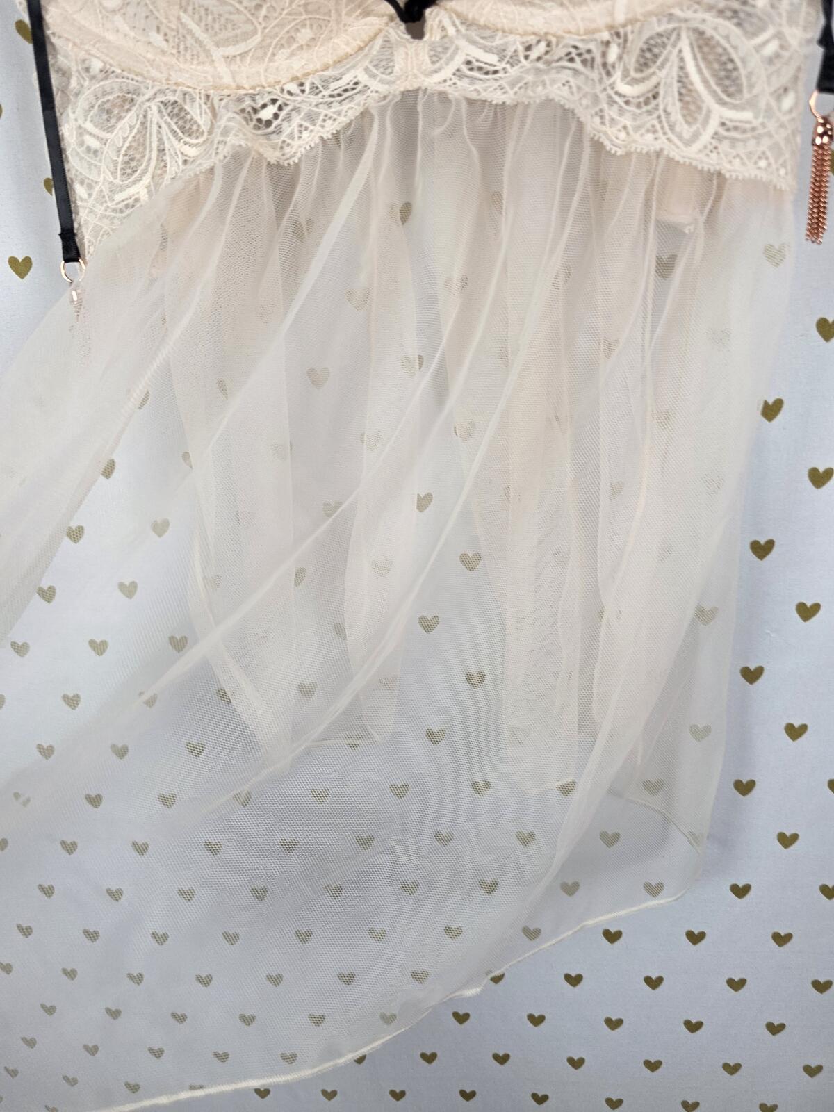 Victorias Secret Strappy Sheer Caged Push Up Babydoll Nightie Lingerie 36D