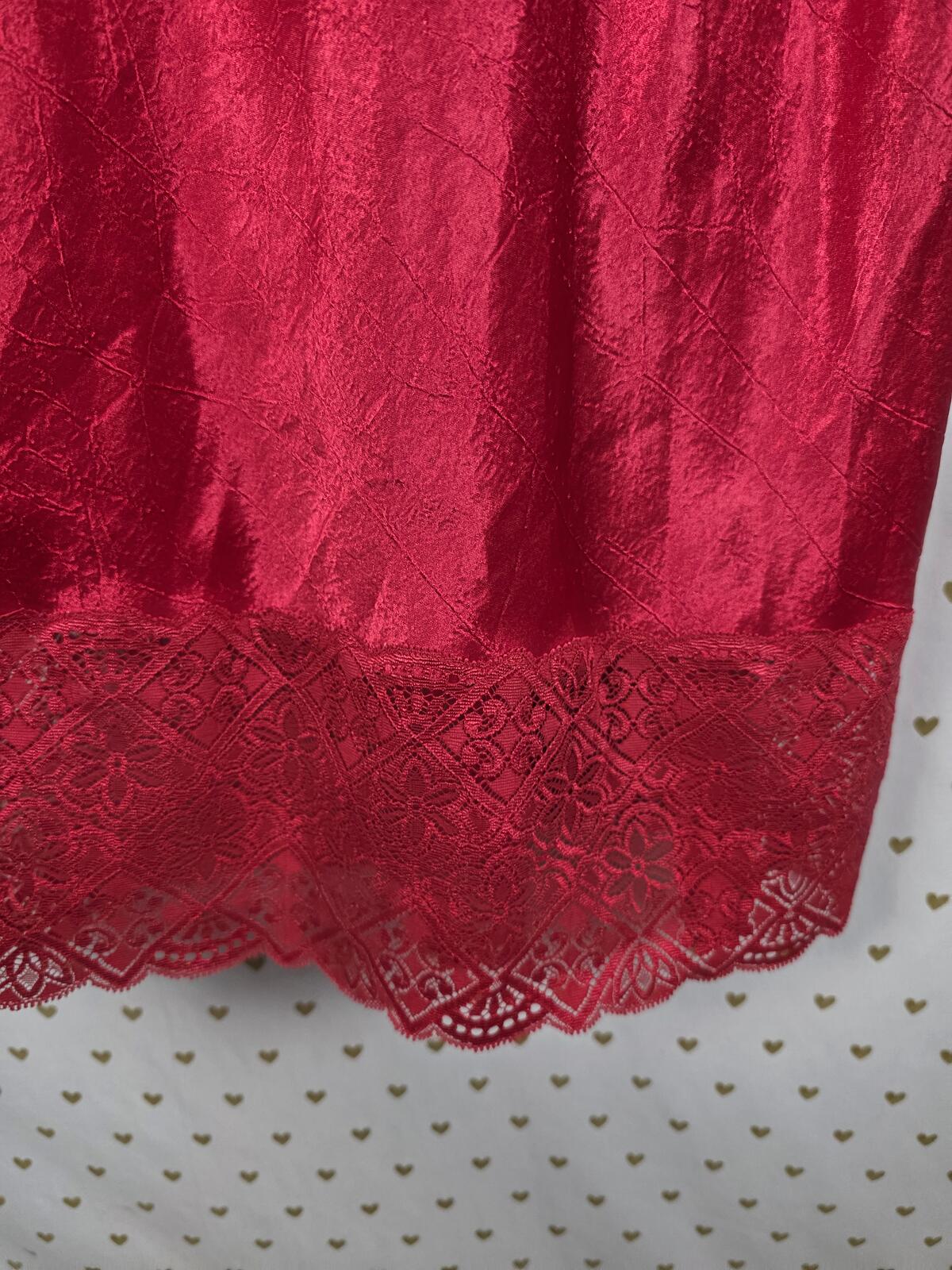 Victorias Secret Vintage Gold Label Medium Red Crushed Satin Strappy Slip Dress