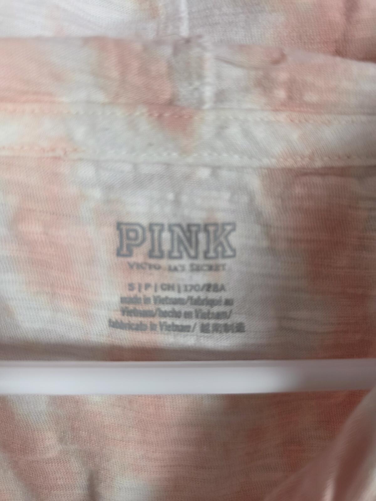 Victorias Secret Pink Hooded Tye Dye Long sleeve Tee shirt SMALL Oversized