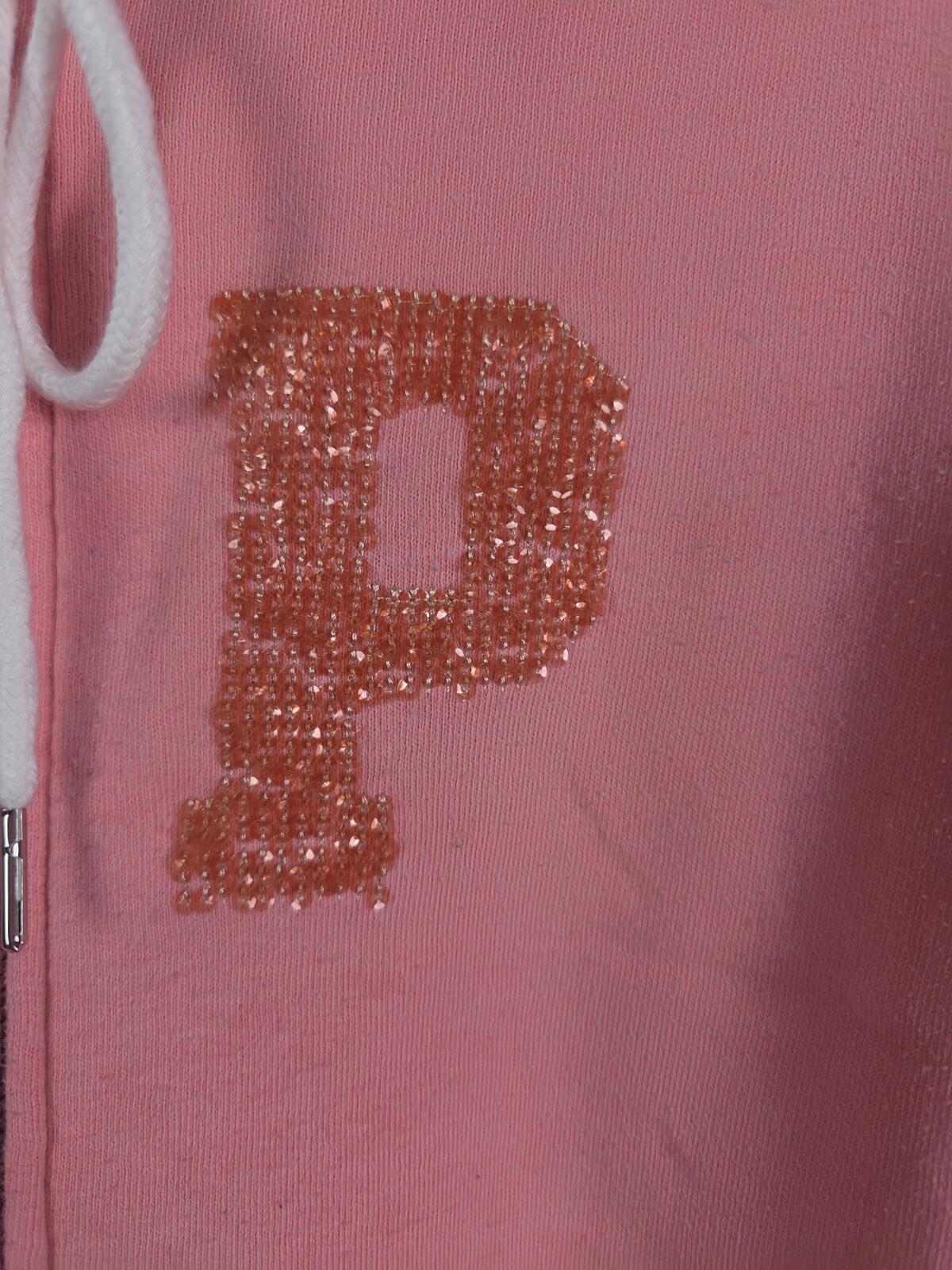 Victorias Secret Pink Bling Logo Sequined Full zip Hoodie Jacket XS