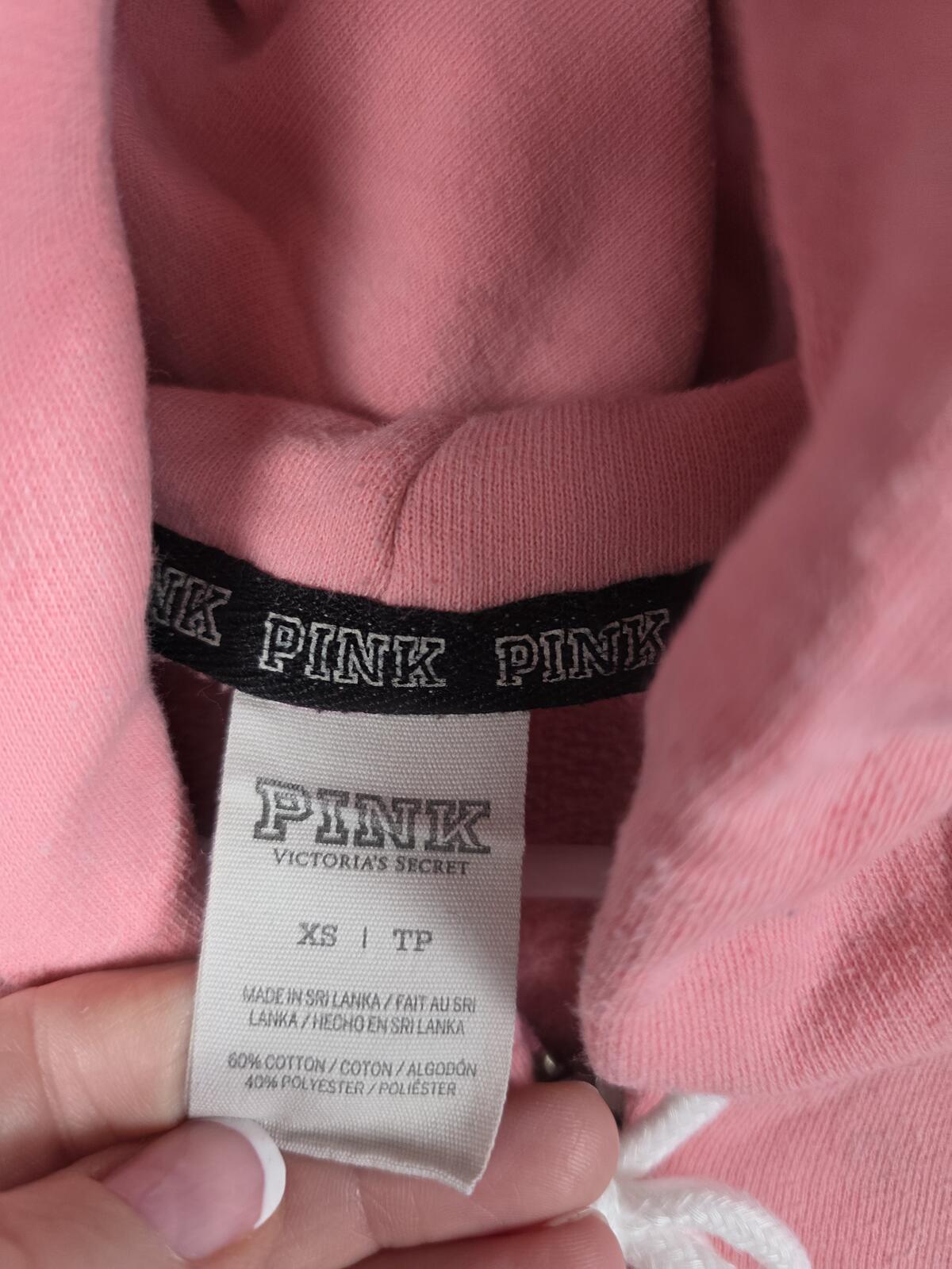 Victorias Secret Pink Bling Logo Sequined Full zip Hoodie Jacket XS