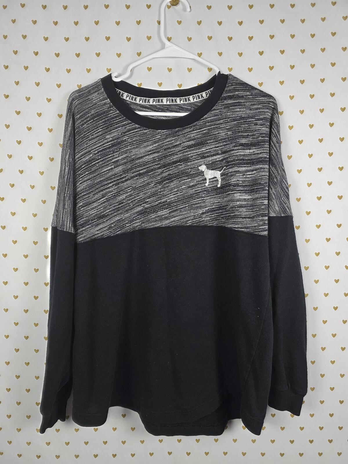 Victorias Secret Pink Geometric Logo Colorblock Sweater Shirt MEDIUM