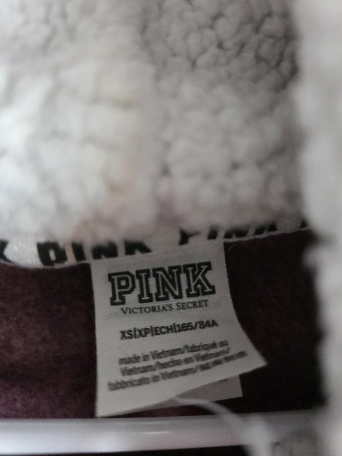 Victorias Secret Pink Sherpa Lined Hood RED Camo BLING Sequined Pullover Sweater