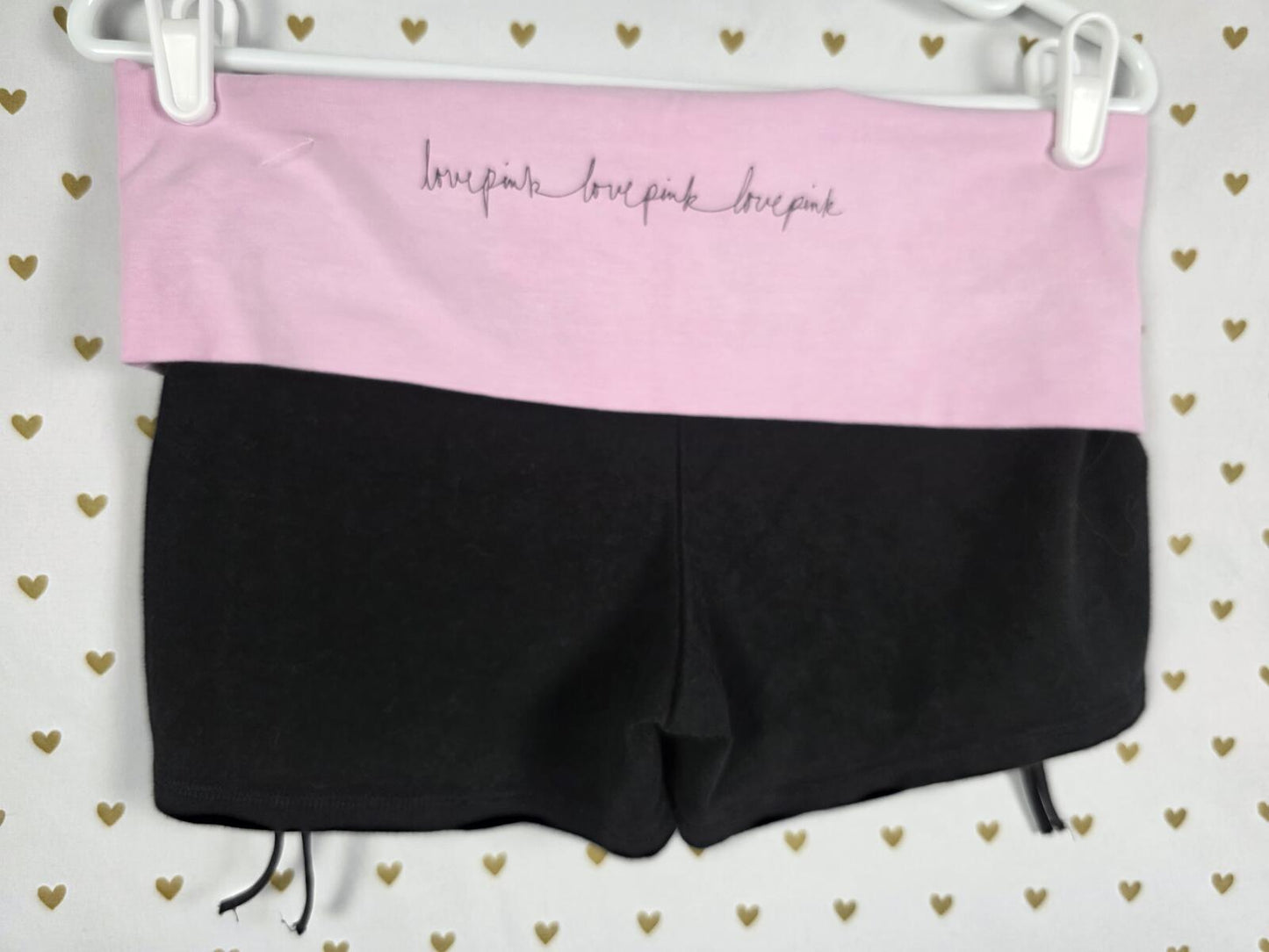 Victoria's Secret LOVE PINK Ruched Side Booty Shorts Yoga FOLDOVER y2k Vintage M