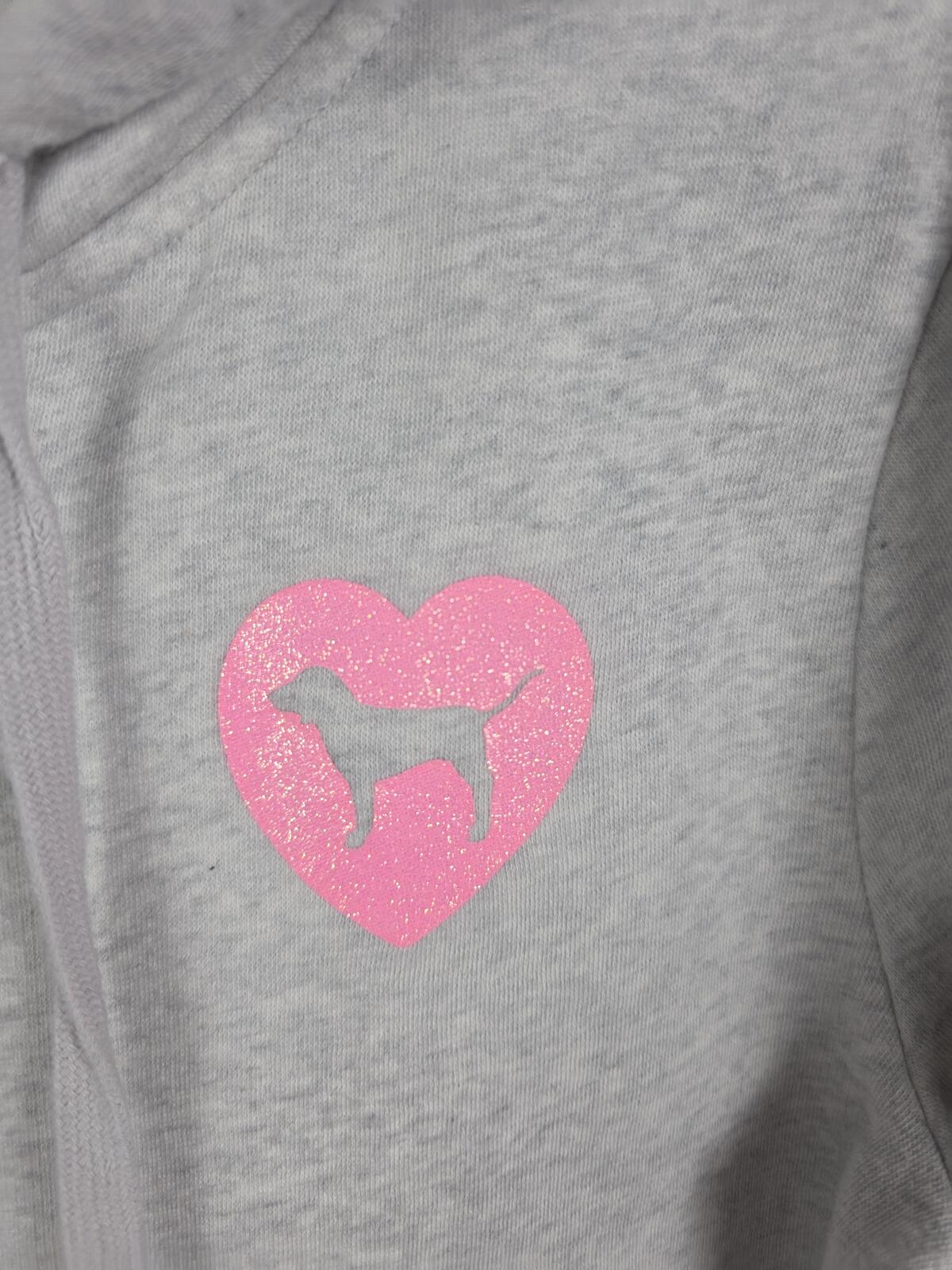 Victorias Secret Pink BLING SEQUINED Campus Originals GLITTER Full Zip Hoodie M