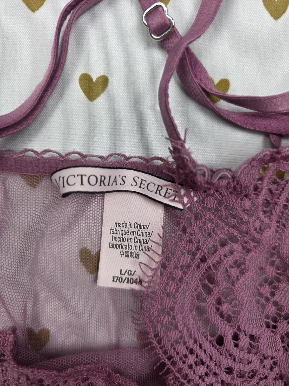 Victorias Secret Sexy Sheer Teddy Nightie Lingerie Slip LARGE Rose