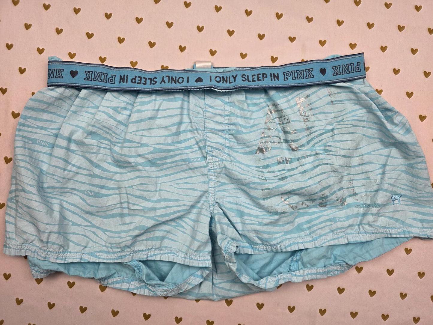 Victorias Secret PINK VINTAGE Diaper Butt Boyfriend ZEBRA Shorts Boxers Pajama L
