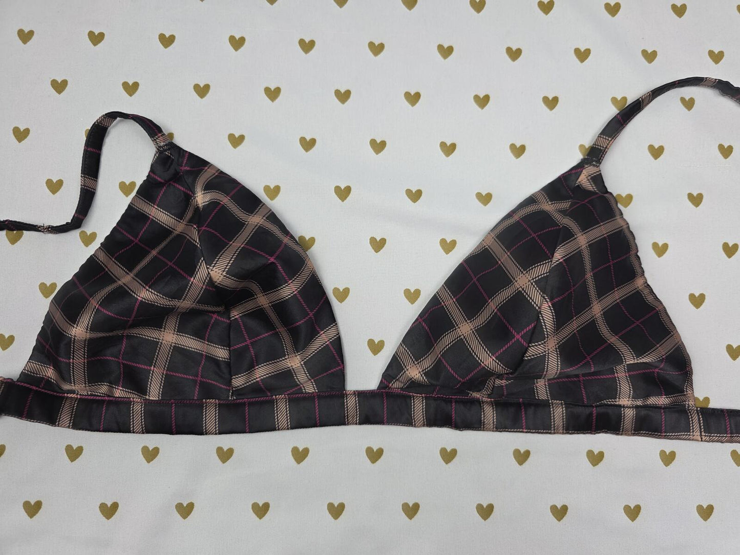 Victorias Secret  Satin Plaid Sexy Bralette Bra Top Tank  XL