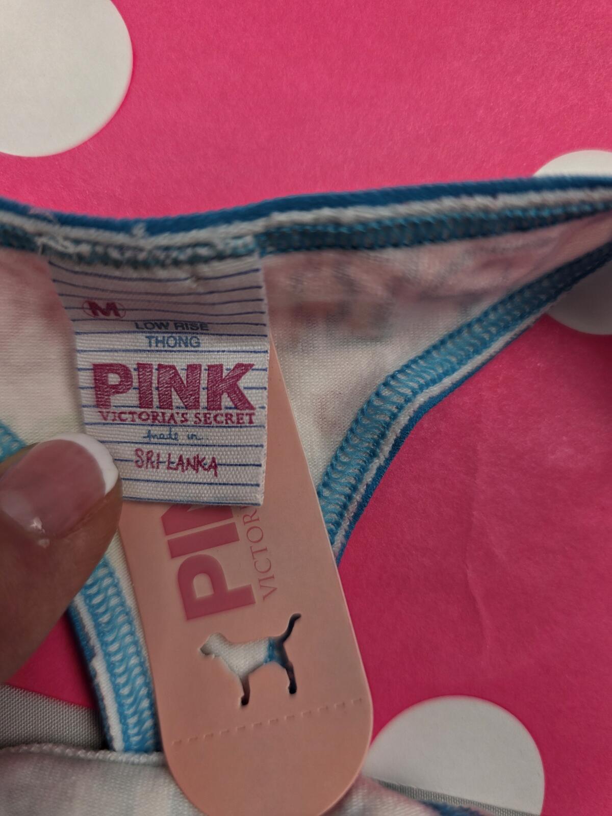 Victorias Secret HOT PINK NEW Low Rise Graphic Cotton Thong Panties MED '06