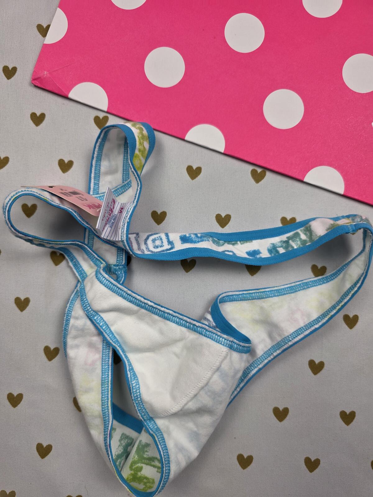 Victorias Secret HOT PINK NEW Low Rise Graphic Cotton Thong Panties MED '06