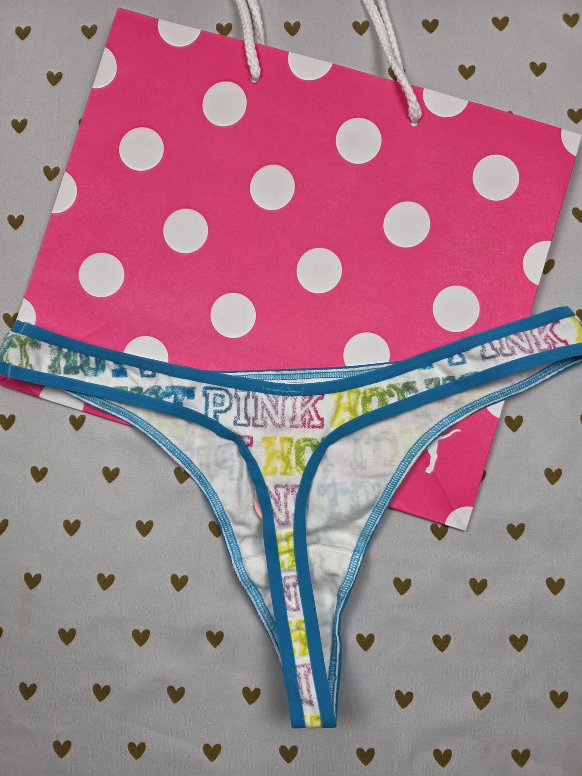 Victorias Secret HOT PINK NEW Low Rise Graphic Cotton Thong Panties MED '06