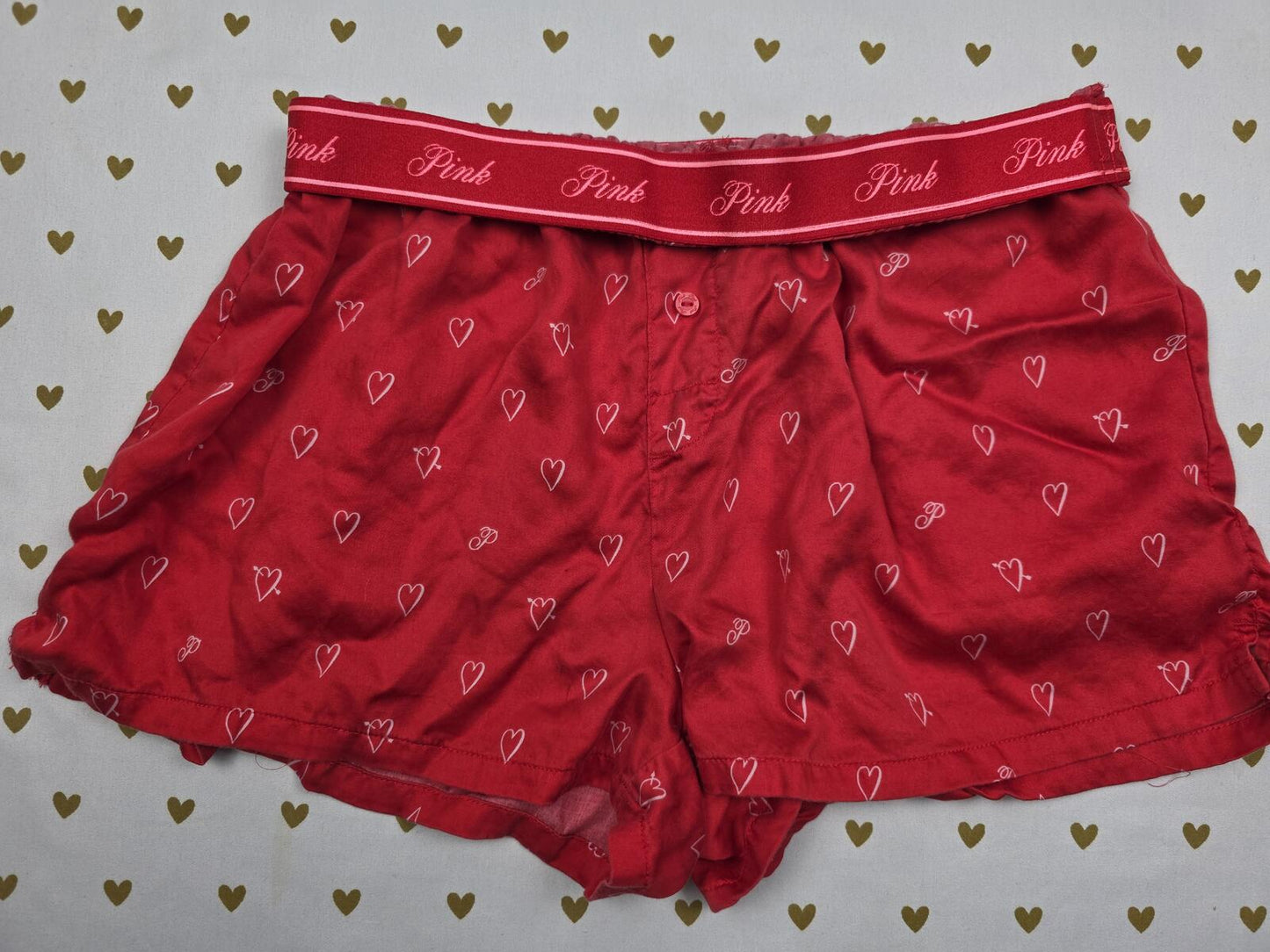 Victorias Secret PINK Silky HEARTS XS Sleep Shorts Boxers Pajama Bottoms