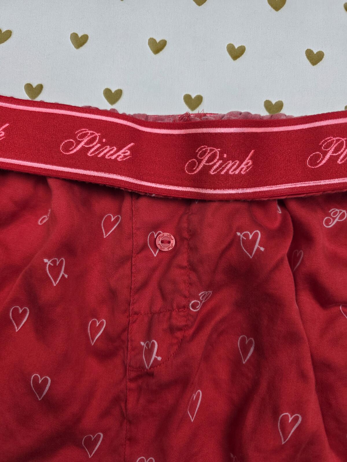 Victorias Secret PINK Silky HEARTS XS Sleep Shorts Boxers Pajama Bottoms