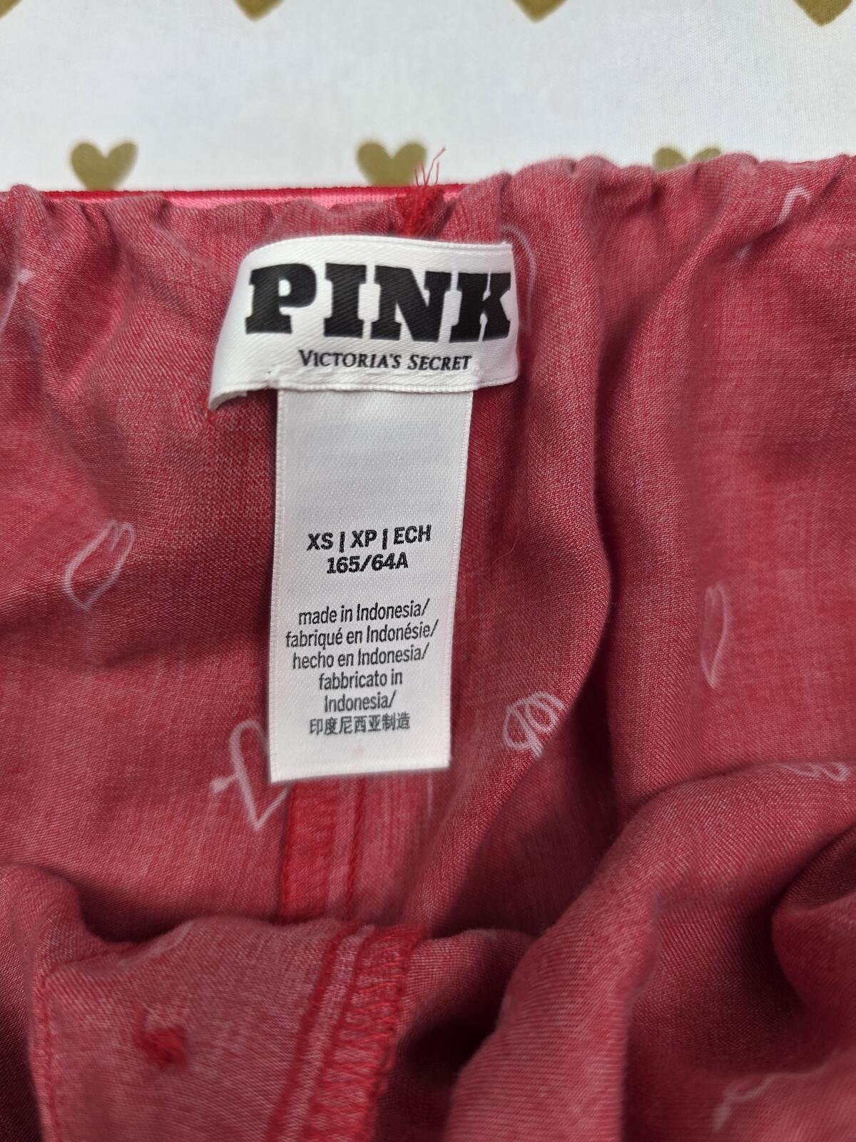Victorias Secret PINK Silky HEARTS XS Sleep Shorts Boxers Pajama Bottoms