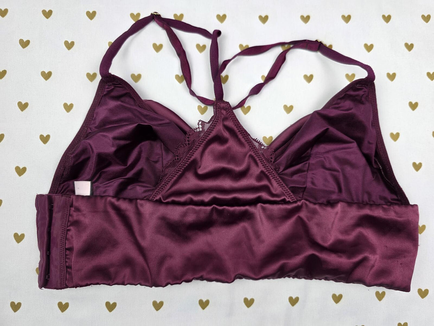 Victorias Secret Maroon Satin Sexy Silky MEDIUM Bralette Bra Top Tank
