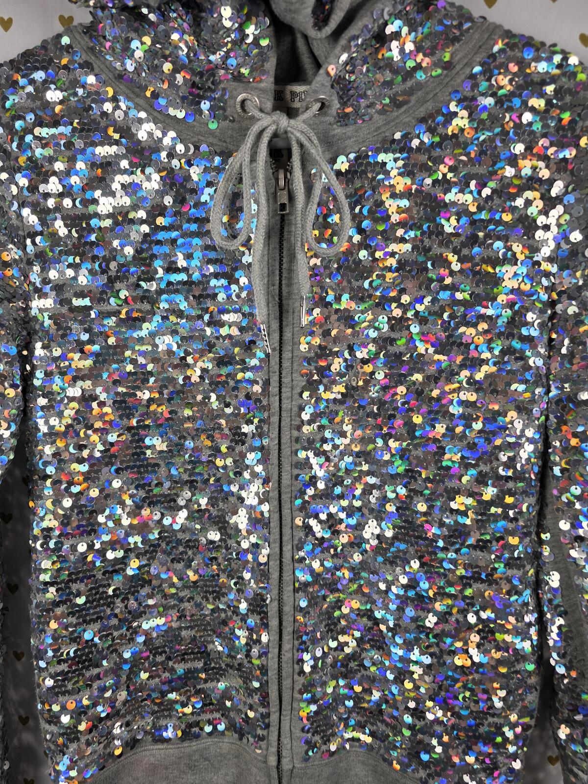 Victorias Secret Pink BLING 2013 FASHION SHOW FULL Sequined Silver Jacket XS