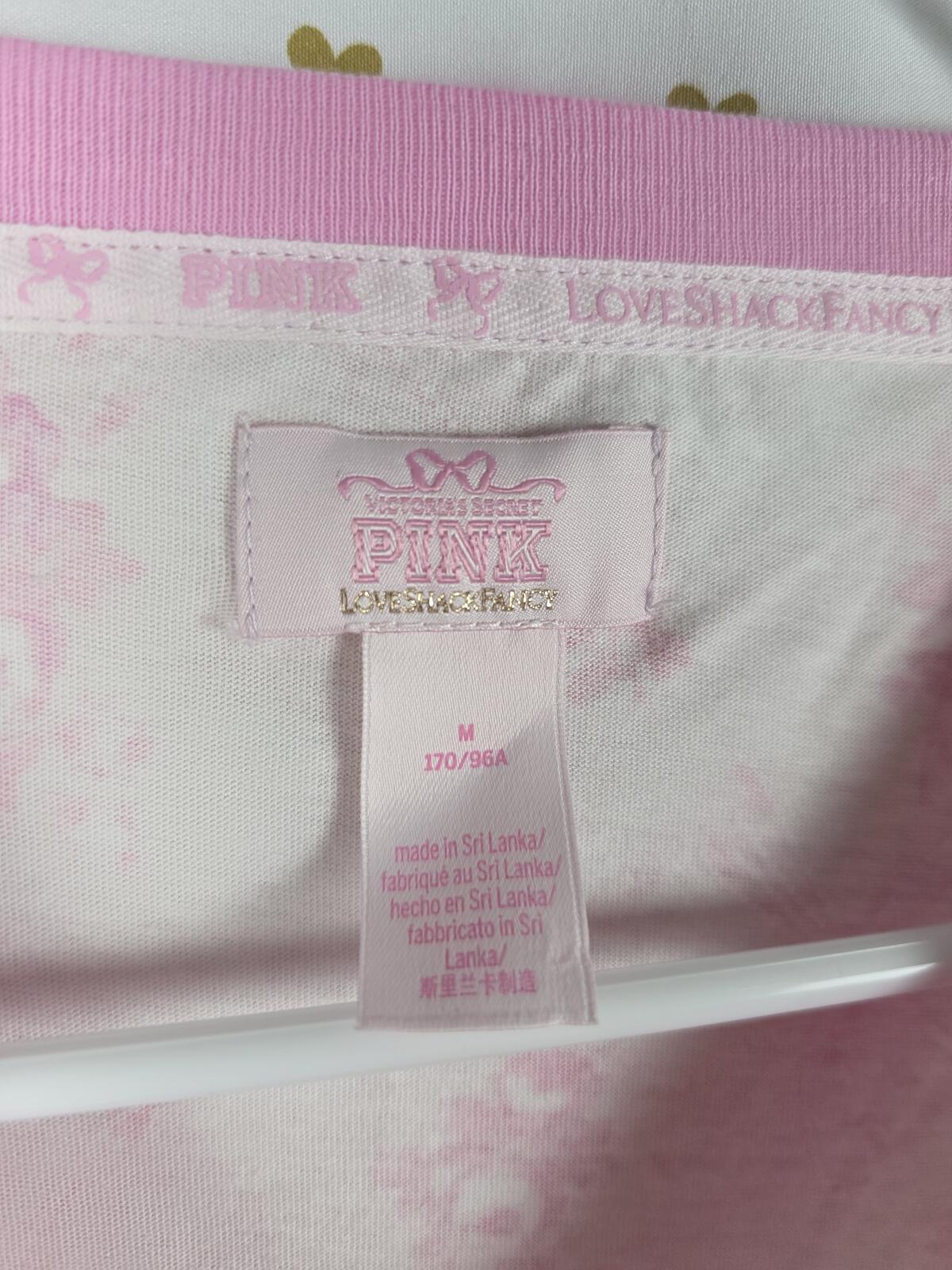 Victorias Secret PINK LOVESHACKFANCY Floral Campus Tee MEDIUM Logo Bows