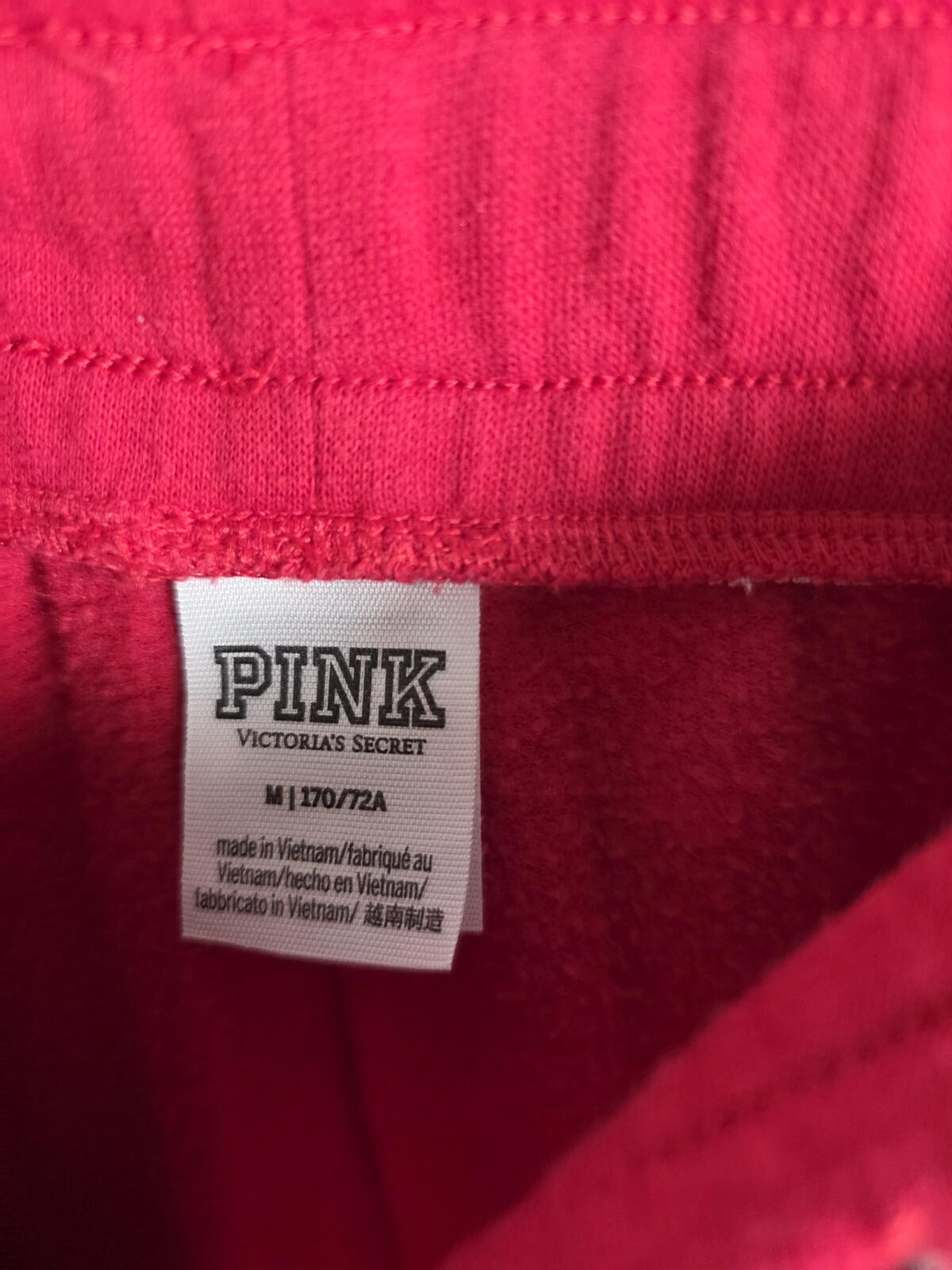 Victorias Secret Pink RED BLING DOG Full Sequined Hoodie Joggers Sweats SET 2PC