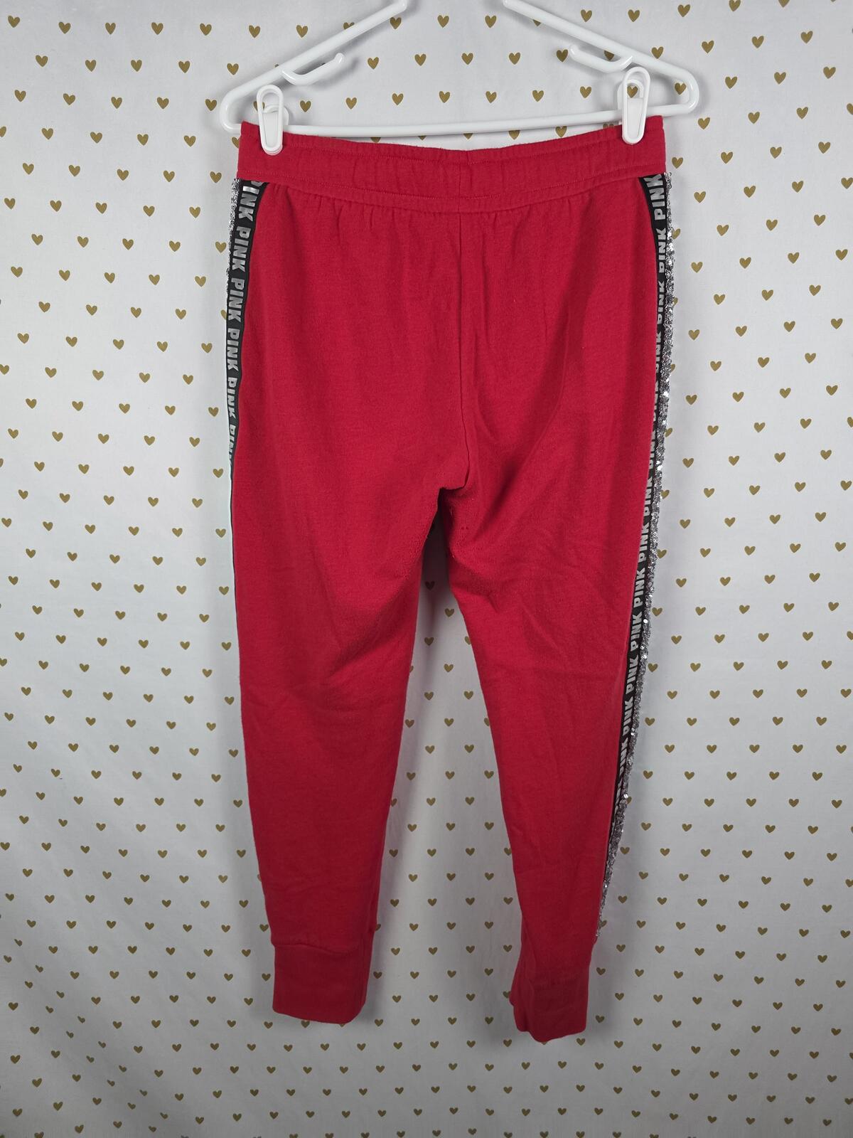 Victorias Secret Pink RED BLING DOG Full Sequined Hoodie Joggers Sweats SET 2PC