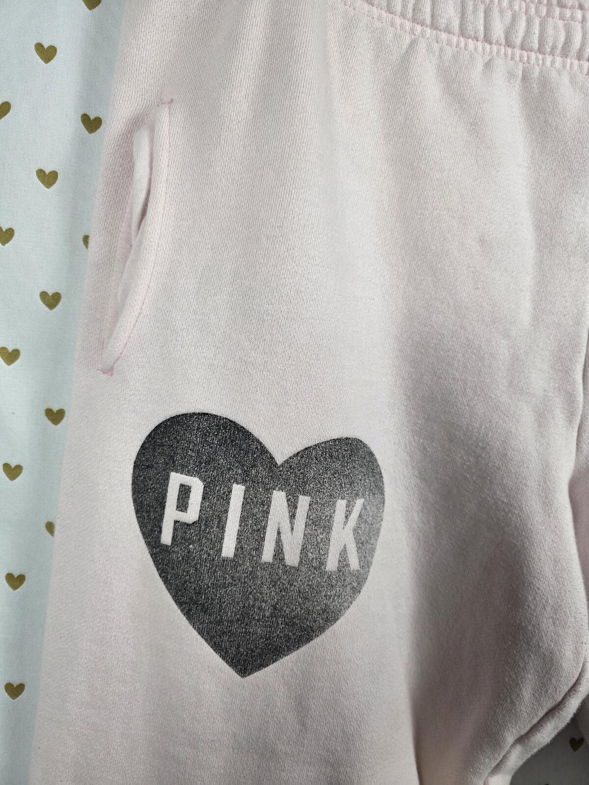 Victorias Secret PINK LOVE Heart Logo Sweatpants Joggers Sweats MEDIUM