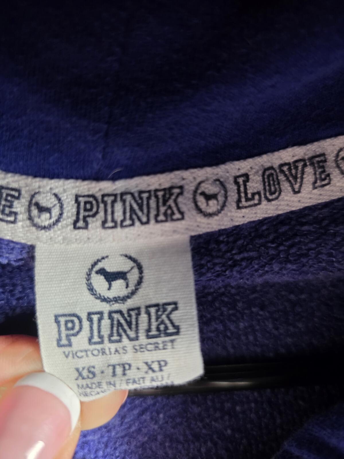Victorias Secret Pink LOVE 86 Cute Hoodie Jacket Full Zip vintage y2k XS