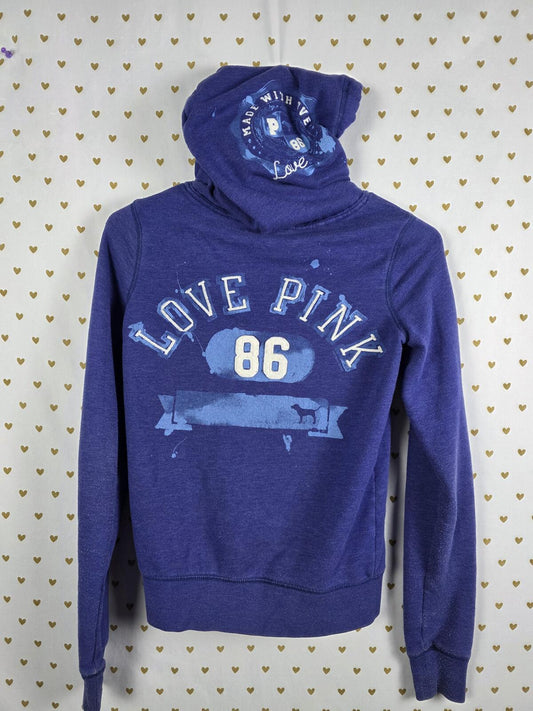 Victorias Secret Pink LOVE 86 Cute Hoodie Jacket Full Zip vintage y2k XS