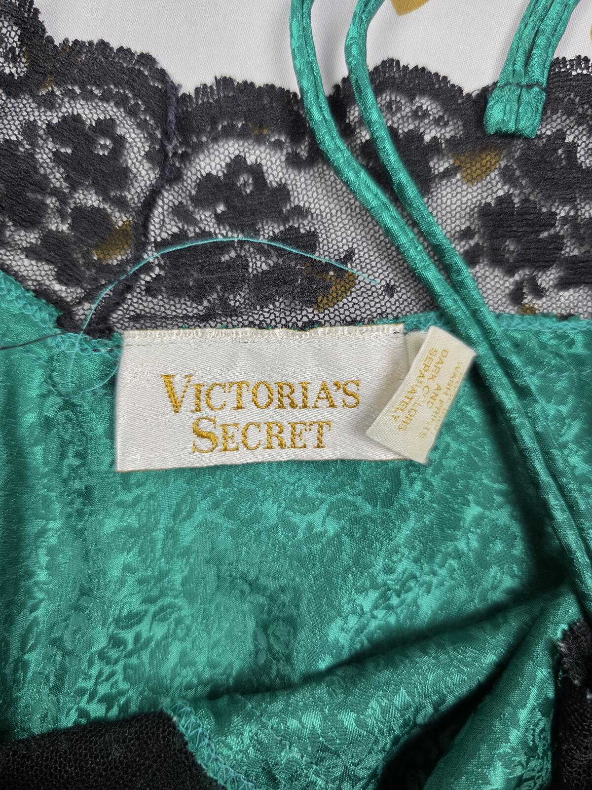 Victorias Secret VINTAGE Gold Label Satin Lace Teddy Lingerie Bodysuit Tie Front