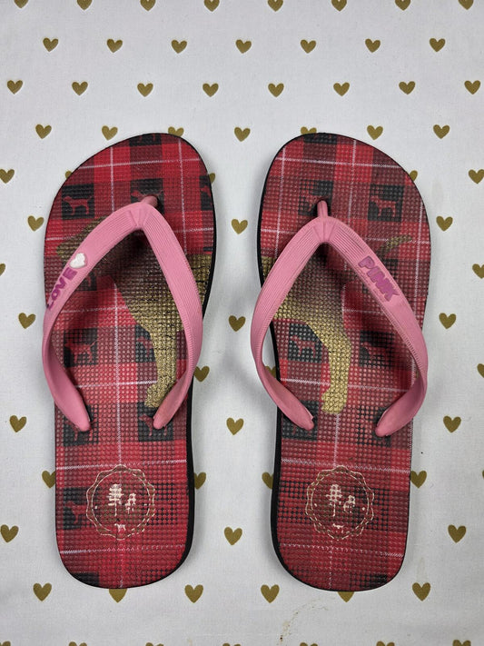 VIctorias secret PINK VINTAGE Dog Logo FLIP FLOPS Sandals sz 7 Thongs