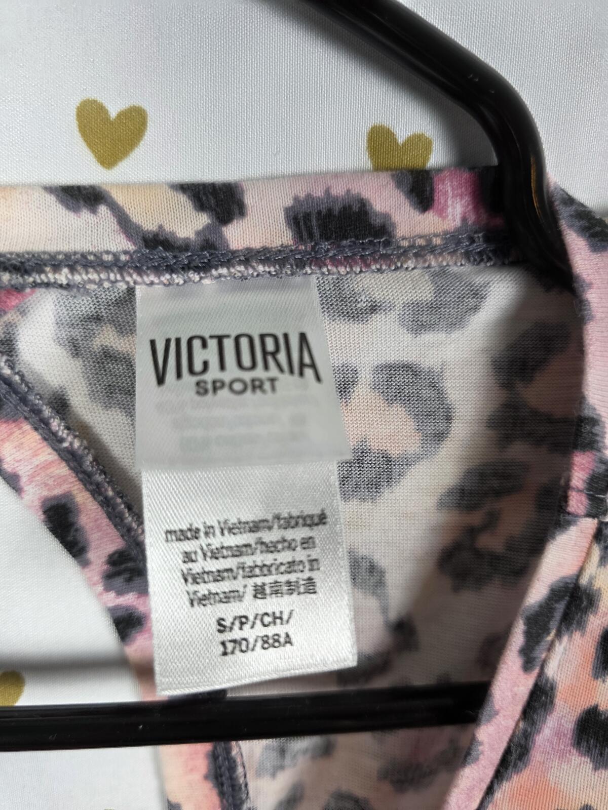 Victorias Secret PINK Cheetah Leopard Open Back Sport Tee Shirt Small