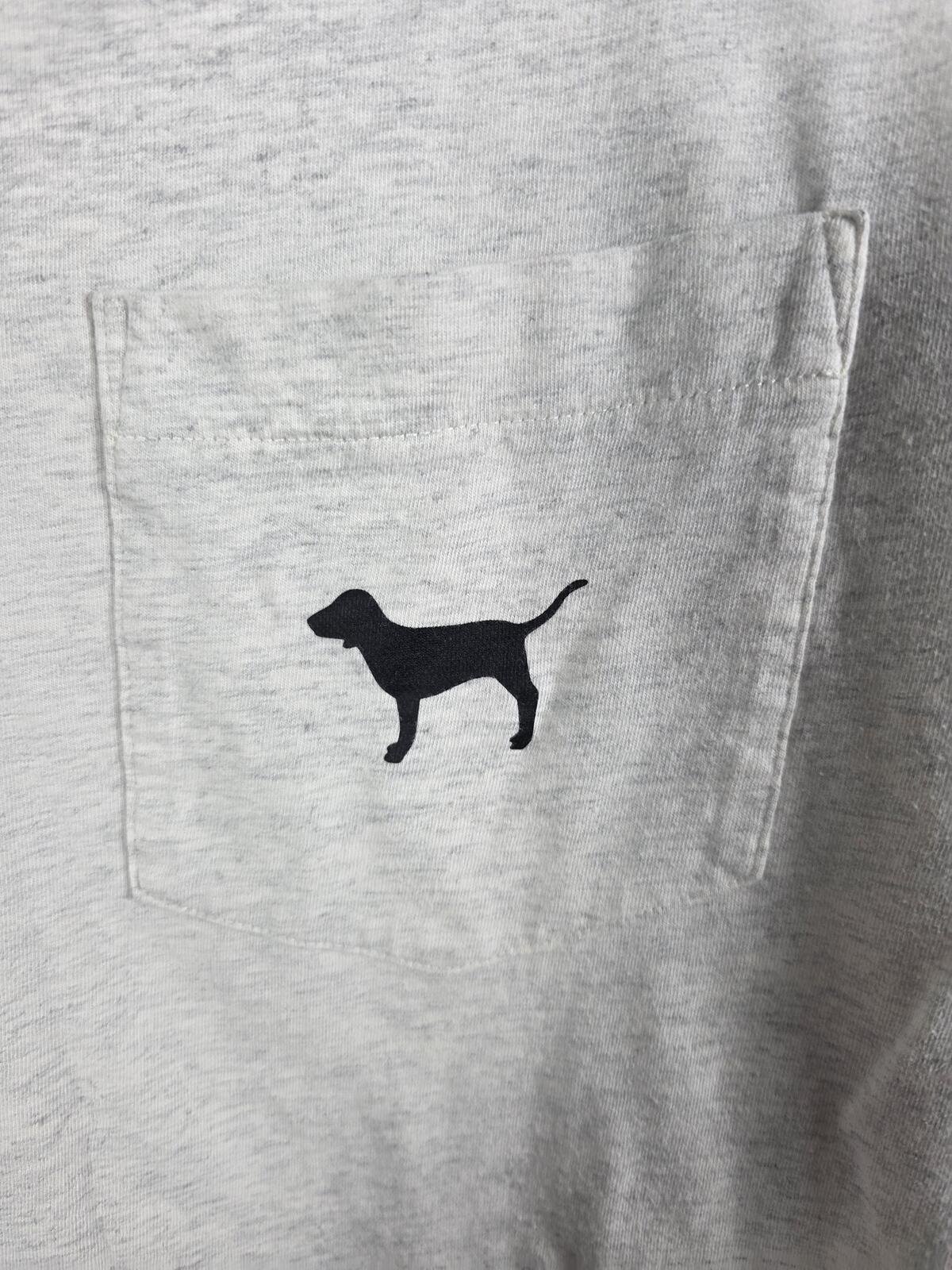 Victorias Secret PINK Campus Tee Shirt Pocket Dog Logo Long Sleeve tee shirt SM