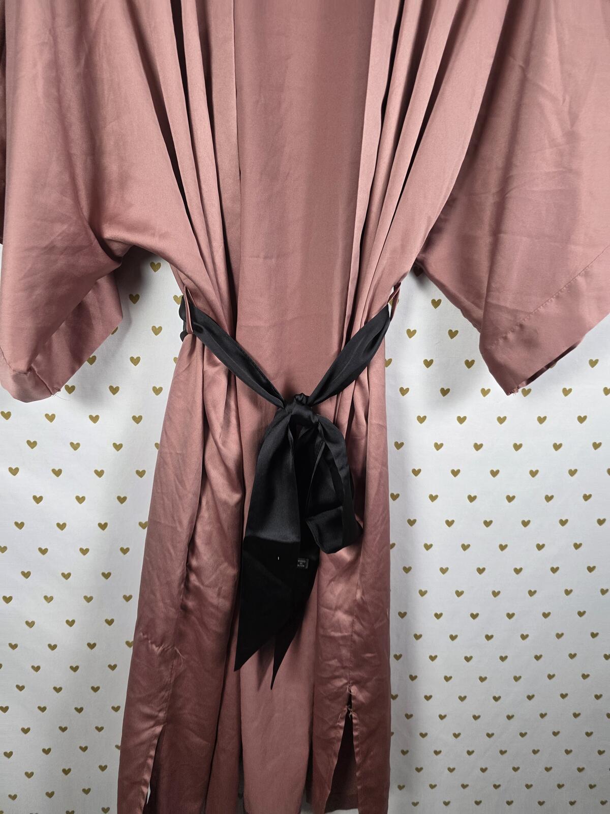Victorias Secret Satin Silky Robe Rose with Pockets Cover Up Kimono Med Large