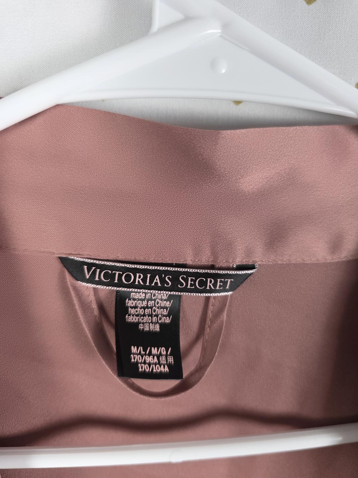 Victorias Secret Satin Silky Robe Rose with Pockets Cover Up Kimono Med Large